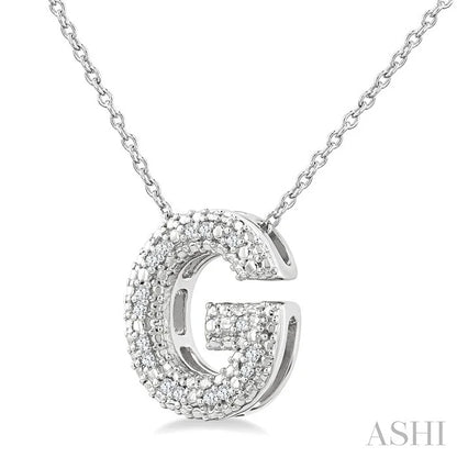 Silver Bubble 'G' Initial Diamond Pendant
