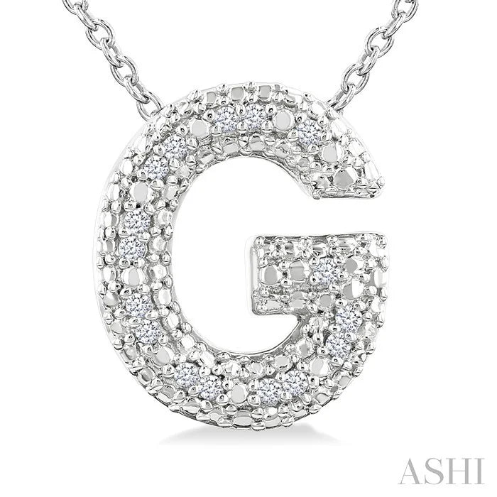 Silver Bubble 'G' Initial Diamond Pendant