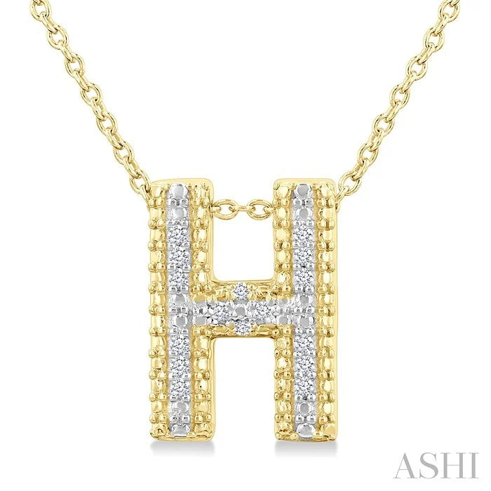 Gold Vermeil Bubble 'H' Initial Diamond Pendant