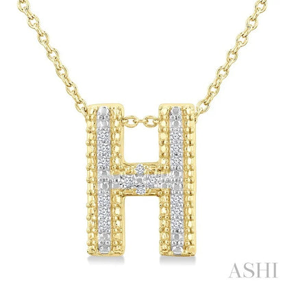 Gold Vermeil Bubble 'H' Initial Diamond Pendant