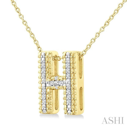 Gold Vermeil Bubble 'H' Initial Diamond Pendant