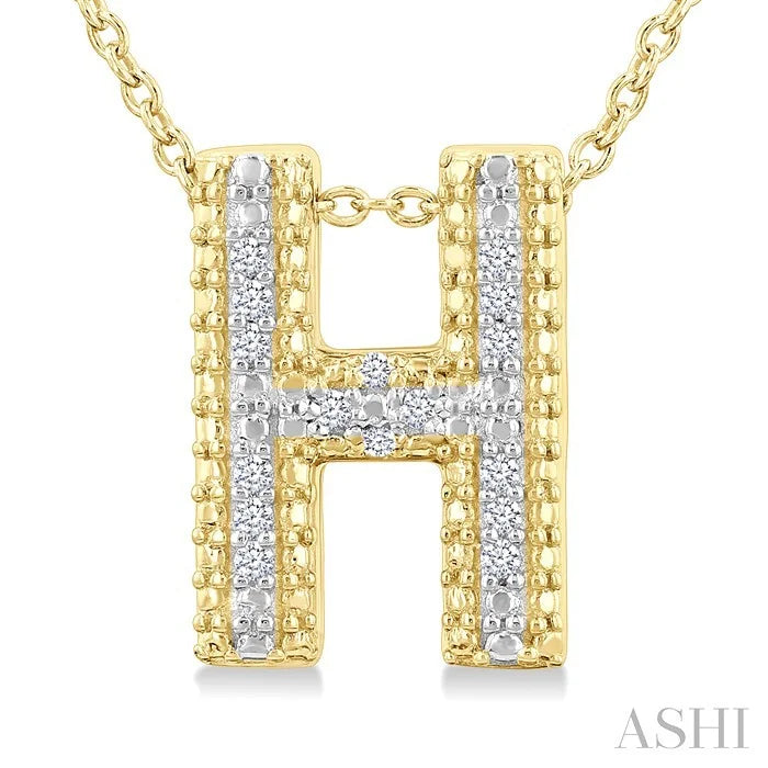 Gold Vermeil Bubble 'H' Initial Diamond Pendant