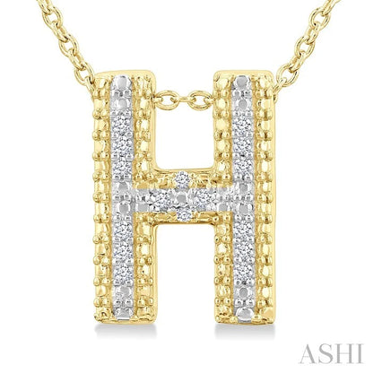 Gold Vermeil Bubble 'H' Initial Diamond Pendant