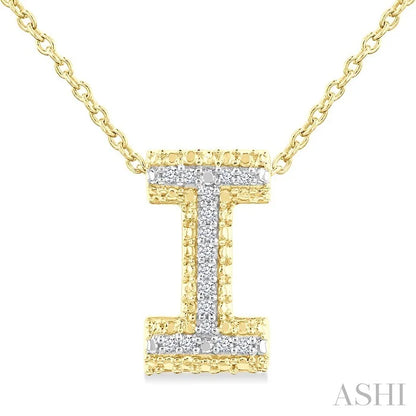 Gold Vermeil Bubble 'I' Initial Diamond Pendant