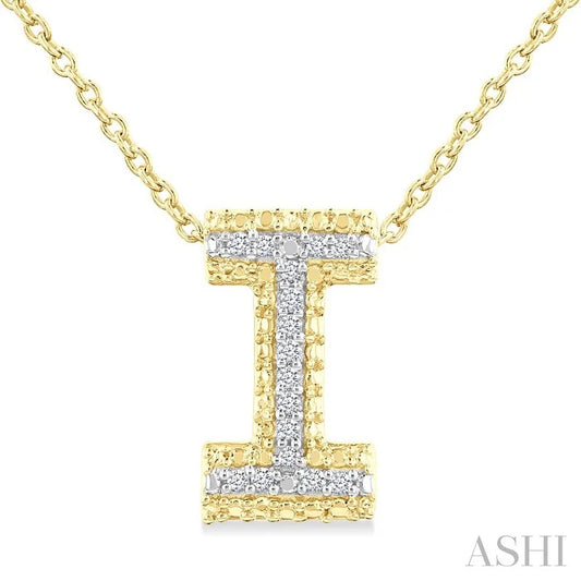 Gold Vermeil Bubble 'I' Initial Diamond Pendant