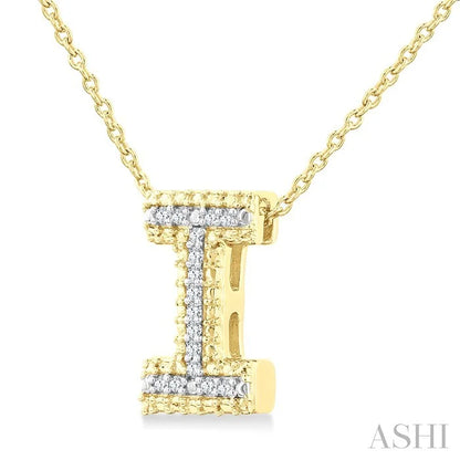 Gold Vermeil Bubble 'I' Initial Diamond Pendant