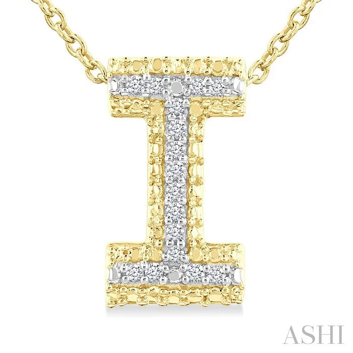 Gold Vermeil Bubble 'I' Initial Diamond Pendant