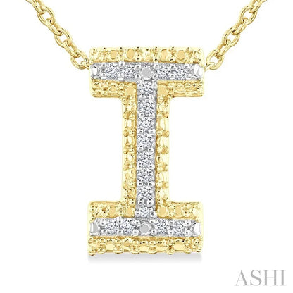 Gold Vermeil Bubble 'I' Initial Diamond Pendant