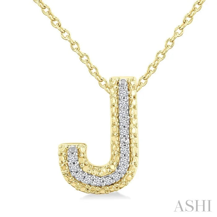 Gold Vermeil Bubble 'J' Initial Diamond Pendant