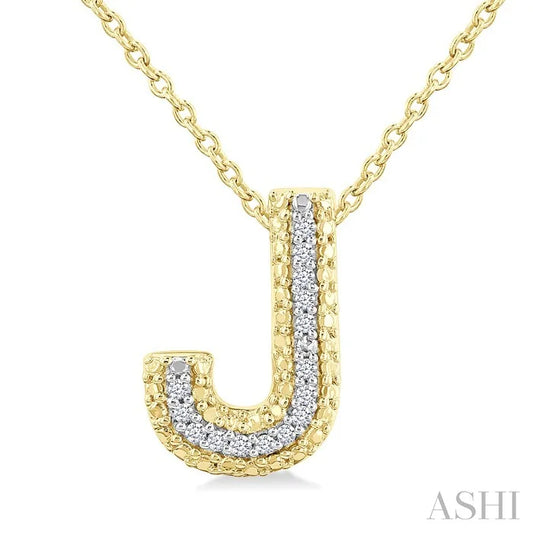 Gold Vermeil Bubble 'J' Initial Diamond Pendant