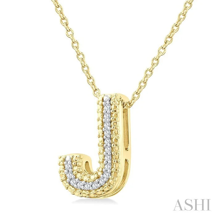 Gold Vermeil Bubble 'J' Initial Diamond Pendant