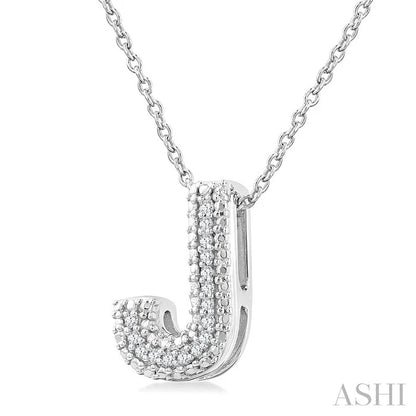 Silver Bubble 'J' Initial Diamond Pendant