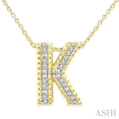Gold Vermeil Bubble 'K' Initial Diamond Pendant