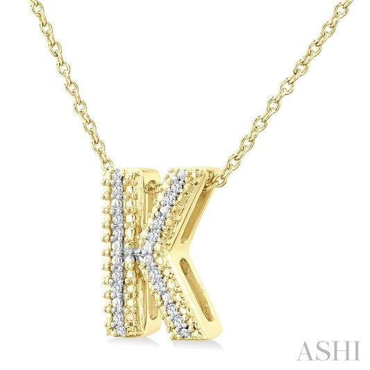 Gold Vermeil Bubble 'K' Initial Diamond Pendant