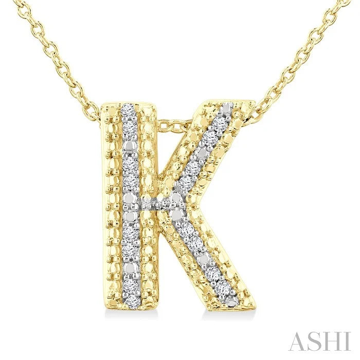 Gold Vermeil Bubble 'K' Initial Diamond Pendant
