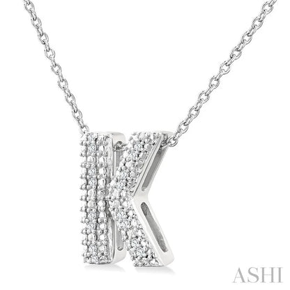 Silver Bubble 'K' Initial Diamond Pendant