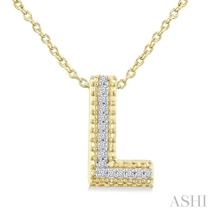 Gold Vermeil Bubble 'L' Initial Diamond Pendant