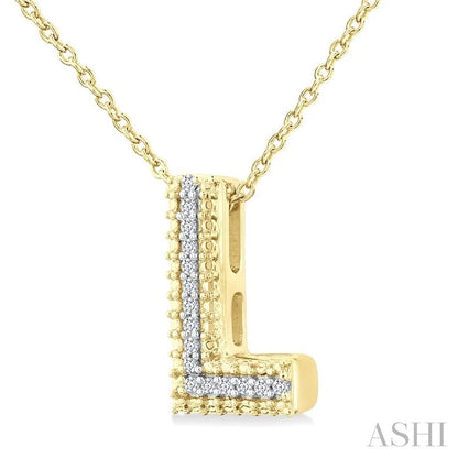 Gold Vermeil Bubble 'L' Initial Diamond Pendant