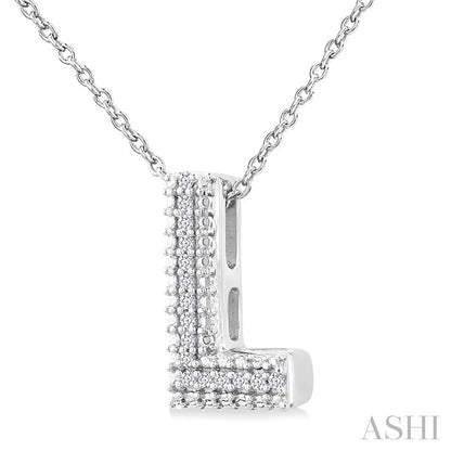 Silver Bubble 'L' Initial Diamond Pendant
