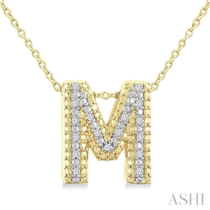 Gold Vermeil Bubble 'M' Initial Diamond Pendant