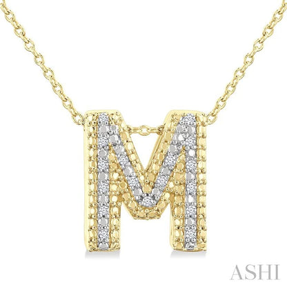 Gold Vermeil Bubble 'M' Initial Diamond Pendant