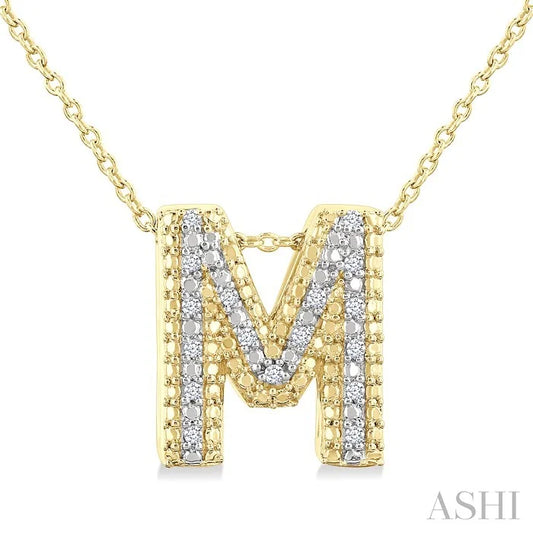 Gold Vermeil Bubble 'M' Initial Diamond Pendant