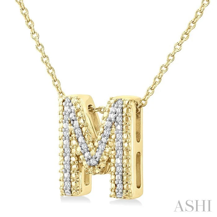 Gold Vermeil Bubble 'M' Initial Diamond Pendant
