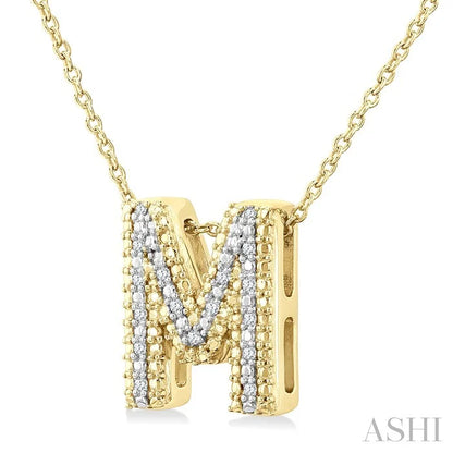 Gold Vermeil Bubble 'M' Initial Diamond Pendant