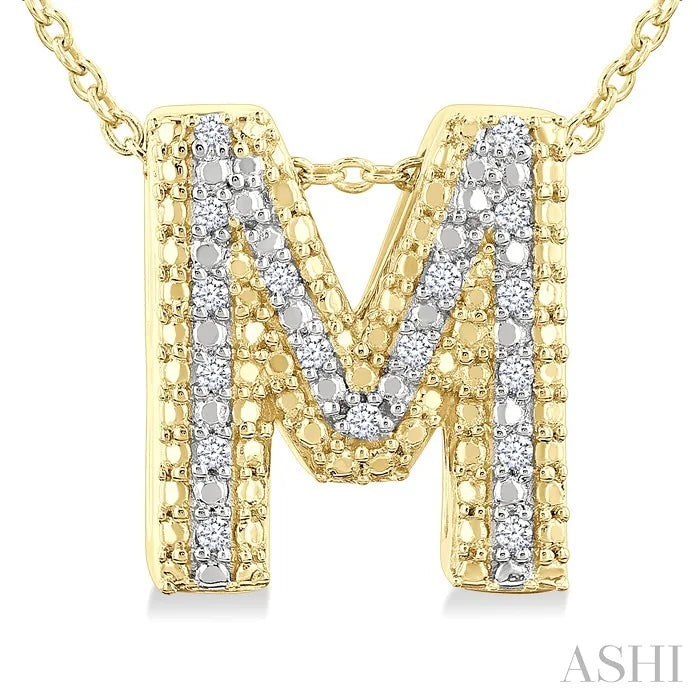 Gold Vermeil Bubble 'M' Initial Diamond Pendant