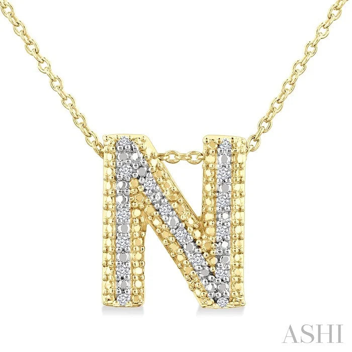 Gold Vermeil Bubble 'N' Initial Diamond Pendant
