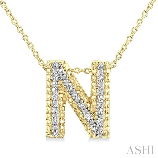 Gold Vermeil Bubble 'N' Initial Diamond Pendant