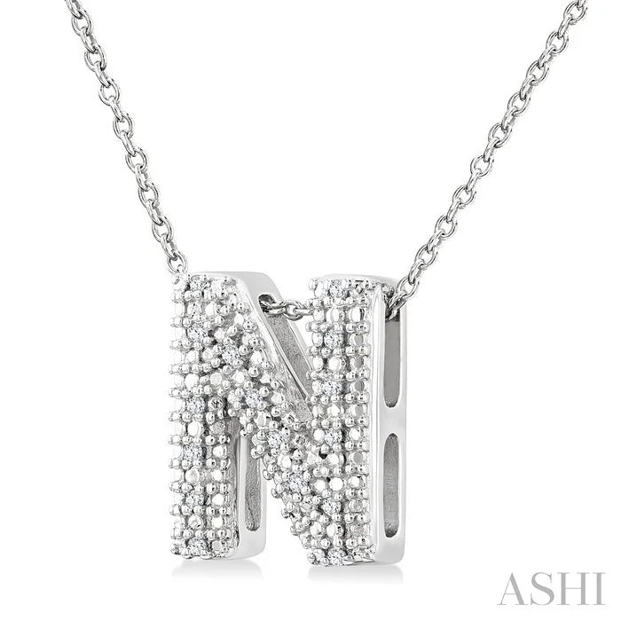 Silver Bubble 'N' Initial Diamond Pendant