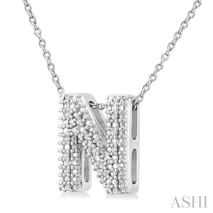 Silver Bubble 'N' Initial Diamond Pendant