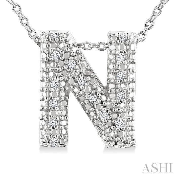 Silver Bubble 'N' Initial Diamond Pendant