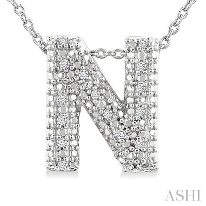 Silver Bubble 'N' Initial Diamond Pendant