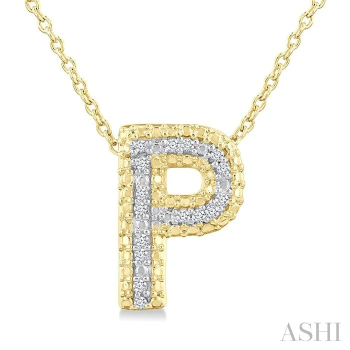 Gold Vermeil Bubble 'P' Initial Diamond Pendant