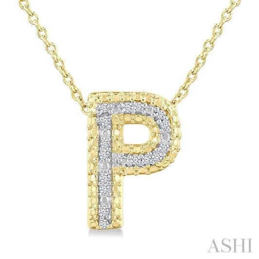 Gold Vermeil Bubble 'P' Initial Diamond Pendant