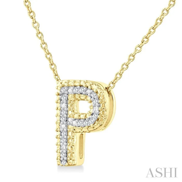 Gold Vermeil Bubble 'P' Initial Diamond Pendant