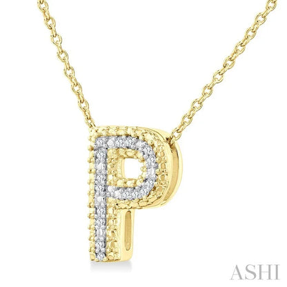 Gold Vermeil Bubble 'P' Initial Diamond Pendant
