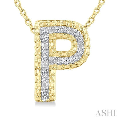 Gold Vermeil Bubble 'P' Initial Diamond Pendant