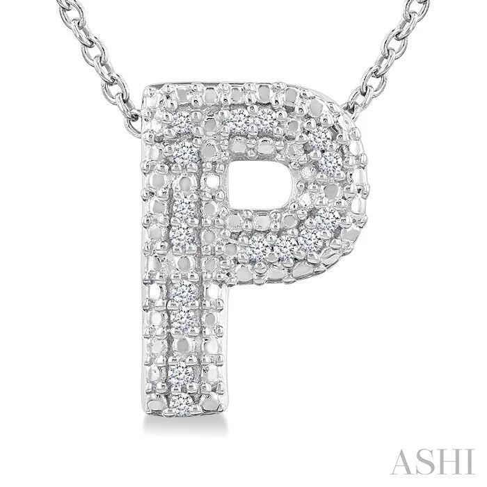 Silver Bubble 'P' Initial Diamond Pendant