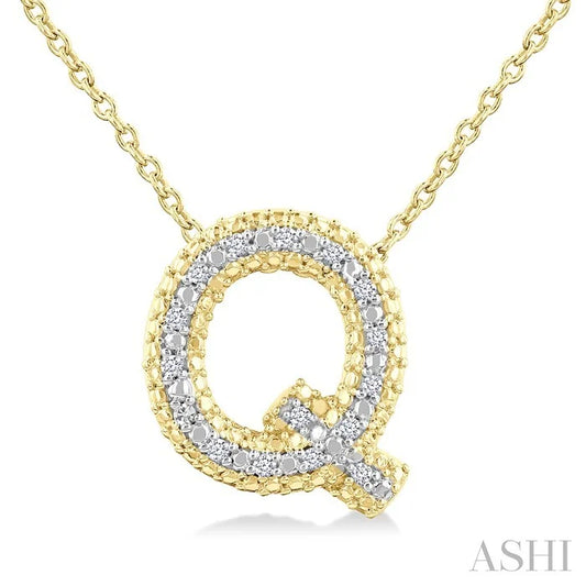 Gold Vermeil Bubble 'Q' Initial Diamond Pendant