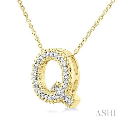 Gold Vermeil Bubble 'Q' Initial Diamond Pendant