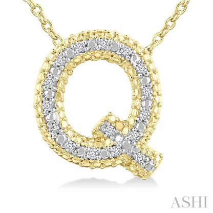 Gold Vermeil Bubble 'Q' Initial Diamond Pendant