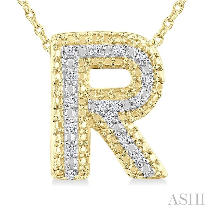 Gold Vermeil Bubble 'R' Initial Diamond Pendant