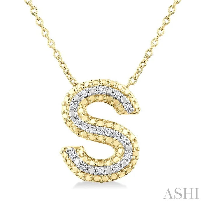 Gold Vermeil Bubble 'S' Initial Diamond Pendant