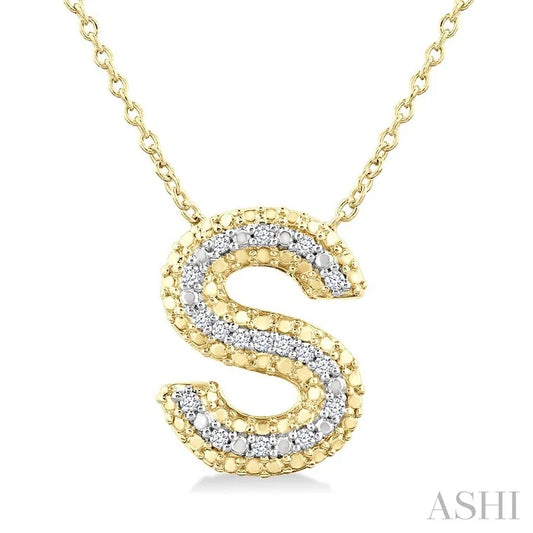 Gold Vermeil Bubble 'S' Initial Diamond Pendant