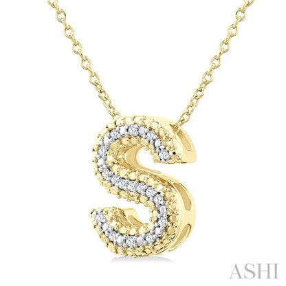 Gold Vermeil Bubble 'S' Initial Diamond Pendant