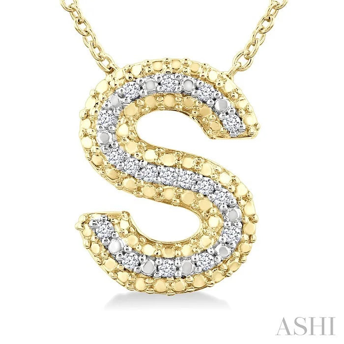 Gold Vermeil Bubble 'S' Initial Diamond Pendant