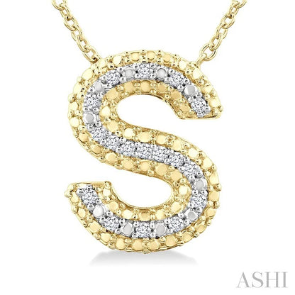 Gold Vermeil Bubble 'S' Initial Diamond Pendant